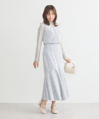 earth music&ecology カットソーツイードビスチェ Blue