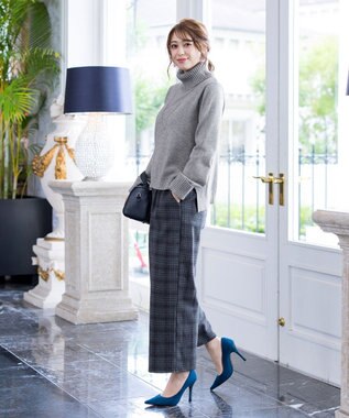 Tiaclasse 【洗える】もっちり柔らかいリブタートルプルオーバーニット グレー