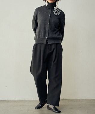 muuc エクストラファインメリノ・丸襟カーディガン グレー