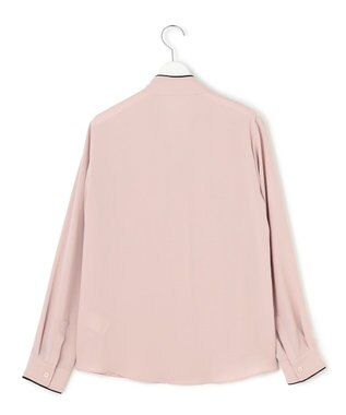 ICB L 【接触冷感・UVケア・速乾・洗える】BackSatinAmunzen 配色ボウタイブラウス ヘイズピンク系