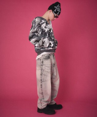 WEGO 【ユニセックス着用ITEM】ワッフルグラフィックカットZIPパーカー 柄1