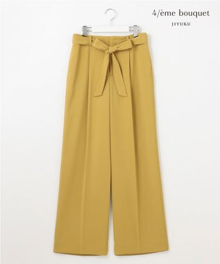 自由区 【カトリエムブーケ】Beau pantalon de forme デザインタックワイドパンツ マスタード