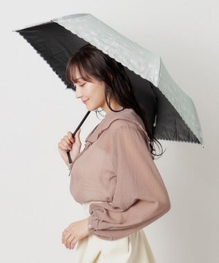 MOONBAT 【一級遮光/晴雨兼用日傘】ランバン オン ブルー (LANVIN en Blue)  折りたたみ日傘 フラワーグリッター ミントグリーン