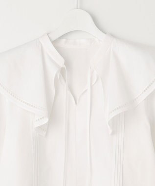 UNFILO 【GLOW 6月号掲載/洗える】ラッフルカラーブラウス ホワイト