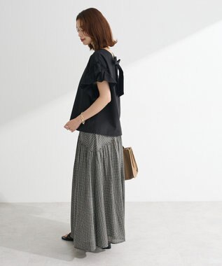 Green Parks Ｉ　ラウンド切替柄ギャザーボイルスカート Check