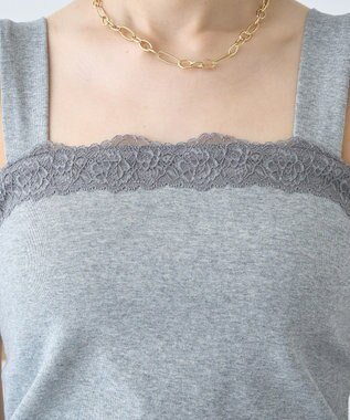 AMERICAN HOLIC レーススクエアネックタンクトップ Gray Mixture