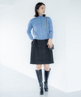 組曲 ホールガーメント ハイネックニット ブルー系