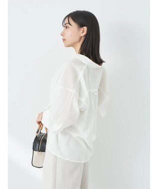 earth music&ecology コットンボイルギャザーシャツ Off White