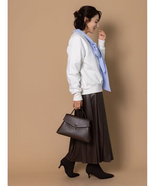Te chichi 【泉 里香さん着用・Oggi.jp10/23掲載】レザータックプリーツスカート ブラウン