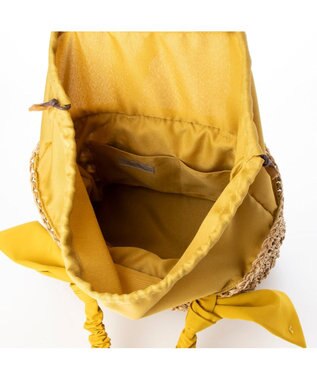 UNBILLION カシュカシュ cachecache / 下がりリボン柄編みトートバッグ マスタード