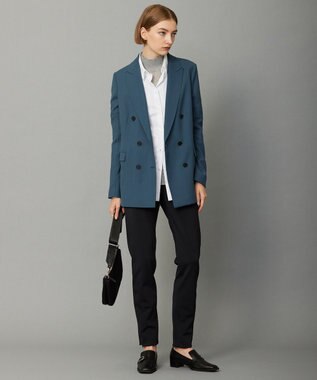 ICB 【洗える】ウール2WAYストレッチ ダブルブレストジャケット ダルブルー系