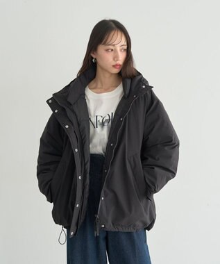 earth music&ecology フーデットパファーコート Black