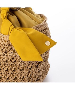 UNBILLION カシュカシュ cachecache / 下がりリボン柄編みトートバッグ マスタード