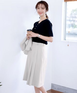 Tiaclasse 【洗える】ボタンニットトップス ブラック