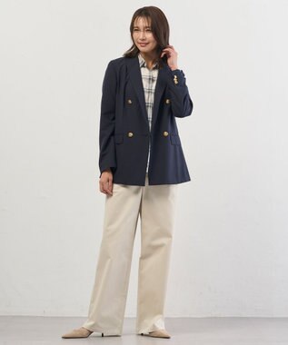 J.PRESS LADIES チノストレッチ ワイドパンツ アイボリー系
