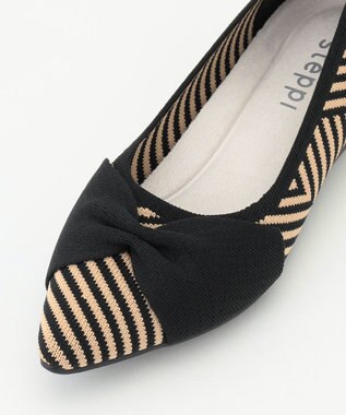 steppi 【洗える/撥水】リボン ポインテッド パンプス ブラック