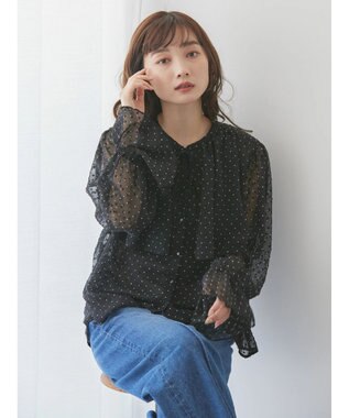 AMERICAN HOLIC ドビーシフォンフリルブラウス Dot
