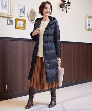 自由区 【WEB限定カラーあり・新色追加・洗える】ブライトダウン ロング丈ダウンコート ネイビー系5