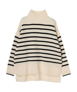 Green Parks ｍｏｋｏモール畦ニット前後差プルオーバー Border