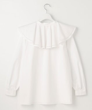UNFILO 【GLOW 6月号掲載/洗える】ラッフルカラーブラウス ホワイト