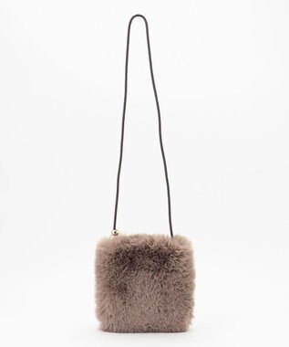 自由区 フェイクファーポシェット ブラウン系