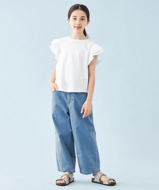 UNFILO 【110-150cm】カーブワイドデニム ミッドブルー