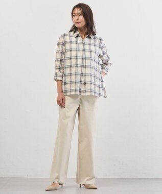 J.PRESS LADIES チノストレッチ ワイドパンツ アイボリー系