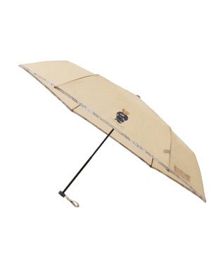 MOONBAT 【WEB限定/軽量】POLO RALPH LAUREN（ポロ ラルフローレン） 折りたたみ傘 ポロベア×チェックパイピング 無地 FLAG BEAR ベージュ