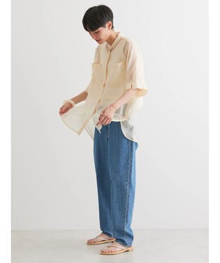 AMERICAN HOLIC シアーバックフレアＷポケットシャツチュニック Ivory