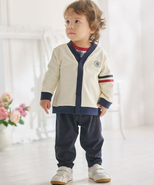 J.PRESS KIDS 【BOX付き】【80-90㎝】スムース 天竺カーディガン&長袖Tシャツ&パンツ セット ネイビー系3