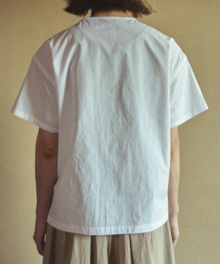 muuc ジャスミン刺繍半袖プルオーバー〈日本製・上質な天然素材・遠州織物〉〈繊細なオリジナル花刺繍〉〈ゆったりフリーサイズ〉〈上品な大人の布帛Tシャツ〉 ホワイト