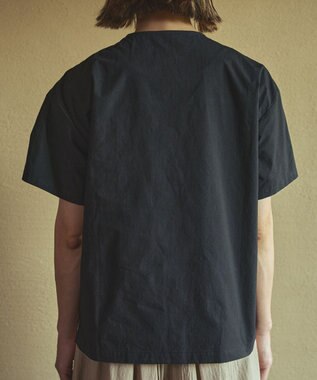 muuc ジャスミン刺繍半袖プルオーバー〈日本製・上質な天然素材・遠州織物〉〈繊細なオリジナル花刺繍〉〈ゆったりフリーサイズ〉〈上品な大人の布帛Tシャツ〉 ブラック