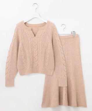 Feroux 【セットアイテム】ケーブルニット セットアップ ベージュ系