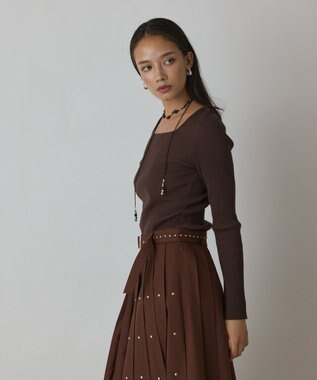 GRACE CONTINENTAL ハイゲージリブニットトップ ブラウン