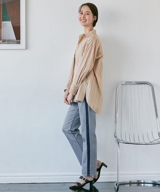 自由区 【XSサイズ～/洗える】SOMELOSシャーティング シャツブラウス ベージュ系1