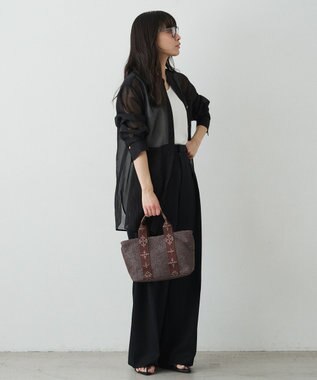 russet ナイロンラフィアデイリーミニトートバッグ(CE-1712) D.Brown