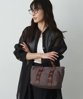 russet ナイロンラフィアデイリーミニトートバッグ(CE-1712) D.Brown