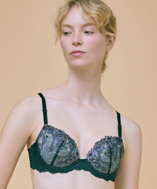 une nana cool バックスタイルまでかわいい Steppe Flower ワイヤーブラ ダークグリーン