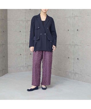 MODE ET JACOMO <MODE ET JACOMO>アシンメトリービジューフラットパンプス ネイビースエード