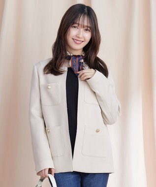 Tiaclasse 【洗える】ワッフルピケジャケット オフホワイト