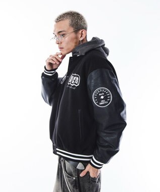 WEGO 【ユニセックス着用ITEM】メルトンワッペンスタジャン ブラック