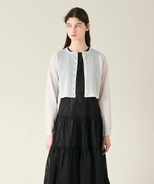 GRACE CONTINENTAL ラメシアーショートニットカーディガン シルバー