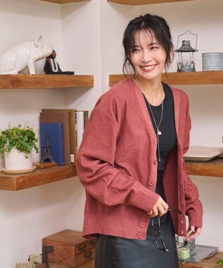 WEGO 【WEB限定/2025年秋冬新作//洗濯可/MLサイズ展開/ユニセックス着用ITEM】ドロップショルダーカーディガン レッドその他