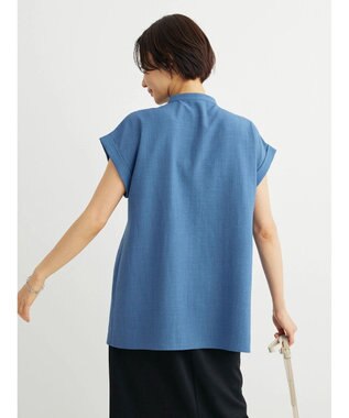 Green Parks フレンチスリーブタックブラウス Blue