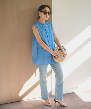 #Newans 【ANSWER for モダンベーシック】ビブヨークデザインブラウス ブルー系