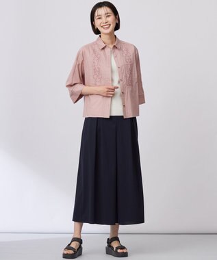 J.PRESS LADIES 【WEB限定カラーあり・洗える】トリコットジャージー フレアーパンツ ネイビー系