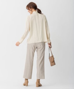 自由区 L 【洗える/UVケア/吸放湿性】シルクストレッチ ハイネックブラウス ベージュ系