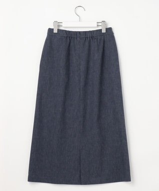 J.PRESS LADIES リネンバイオシャンブレー Aライン スカート ネイビー系