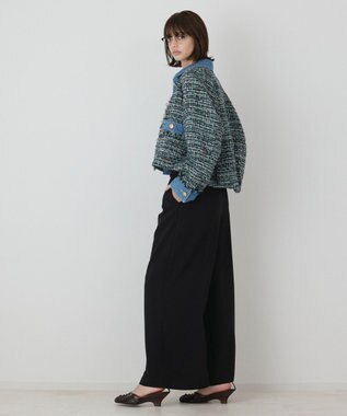 GRACE CONTINENTAL デニムコンビツイードジャケット グリーン