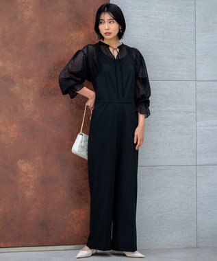 23区 【洗える】クレープドットフロッキー ブラウス ブラック系